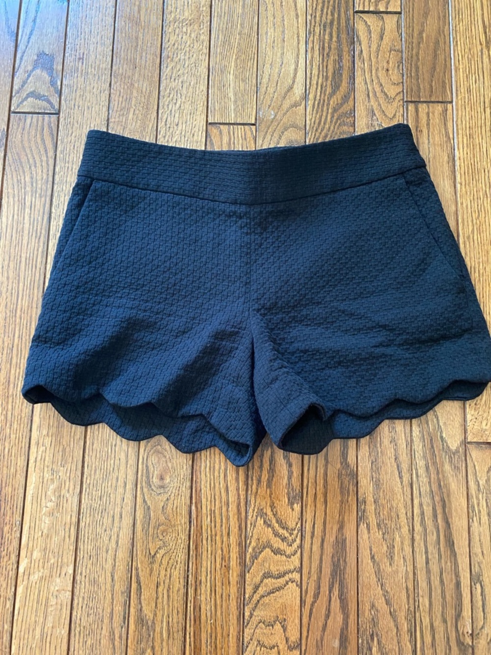 LOFT Black Scalloped Hem High Waist Shorts